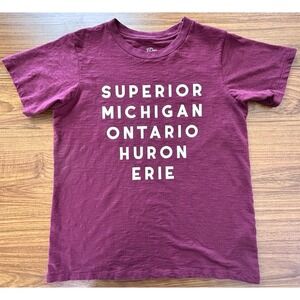 J Crew Women's Short Sleeve GREAT LAKES Burgundy Graphic Tee T-shirt Medium M